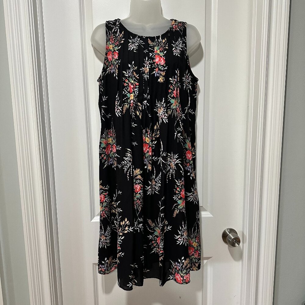 New Anthropologie Hope & Harlow Black Floral Flowy Dress, Size 8 (NWOT)